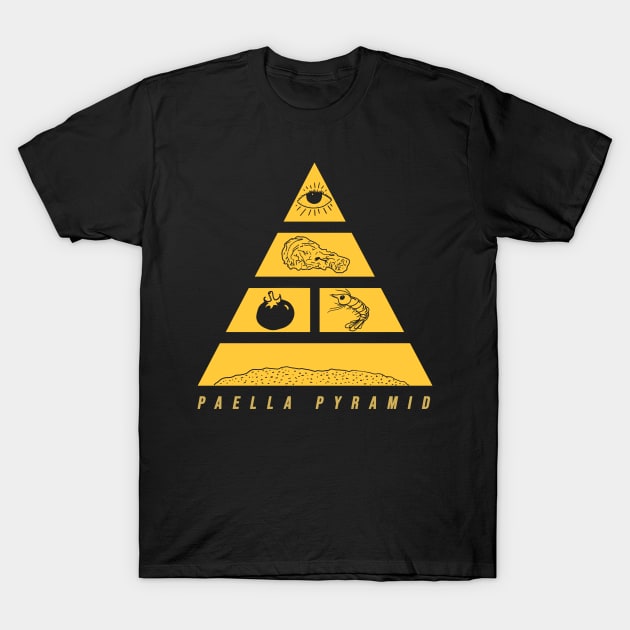 Classy Paella Pyramid Yellow Print Design T-Shirt by Eyanosa